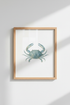 Blue Crab Watercolor Wall Art Print | Coastal Bathroom Decor | Nautical Poster