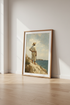 Fisherman on Coast | Impressionist Blue Sea Painting, Coastal Wall Art Print