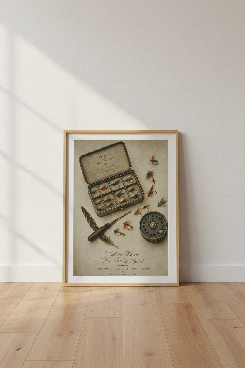Fly Fishing Vintage Art | Antique Tackle Illustration, Cabin &amp; Lake House Decor