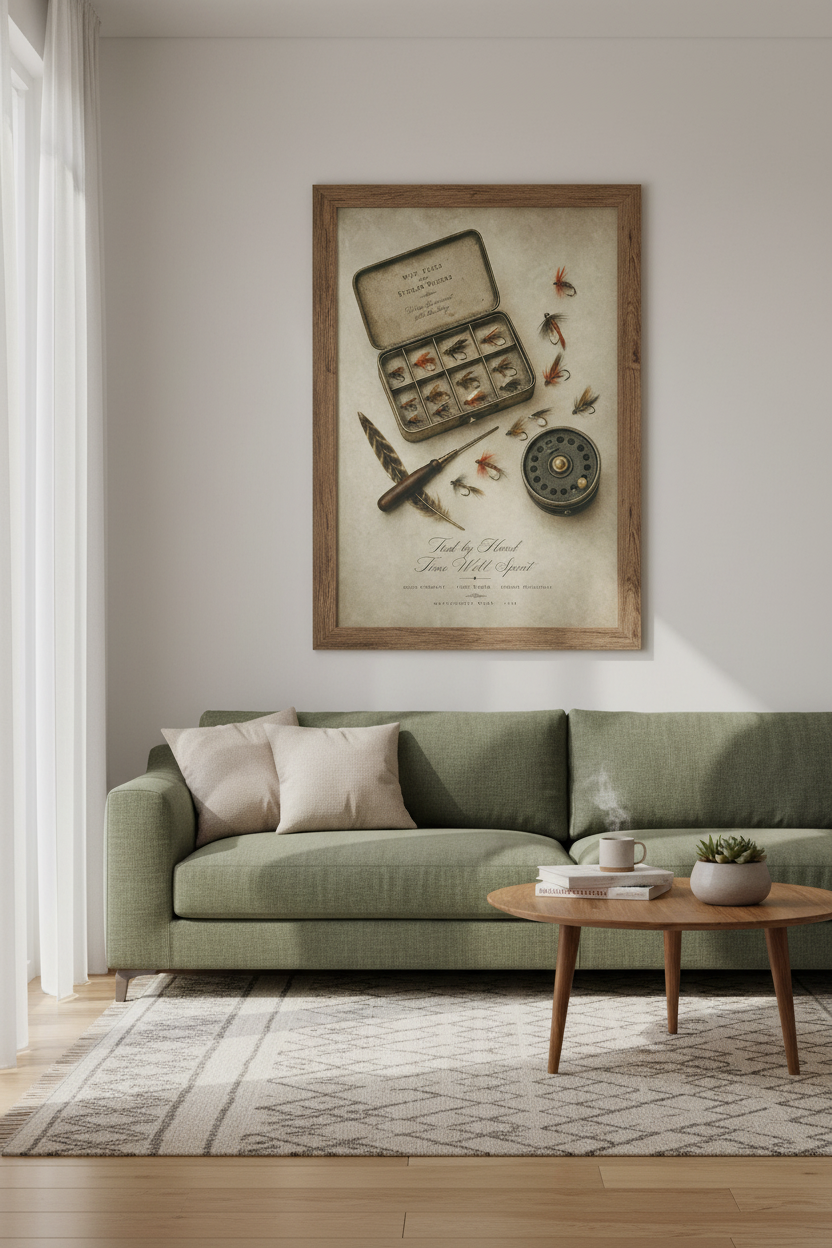 Fly Fishing Vintage Art | Antique Tackle Illustration, Cabin &amp; Lake House Decor