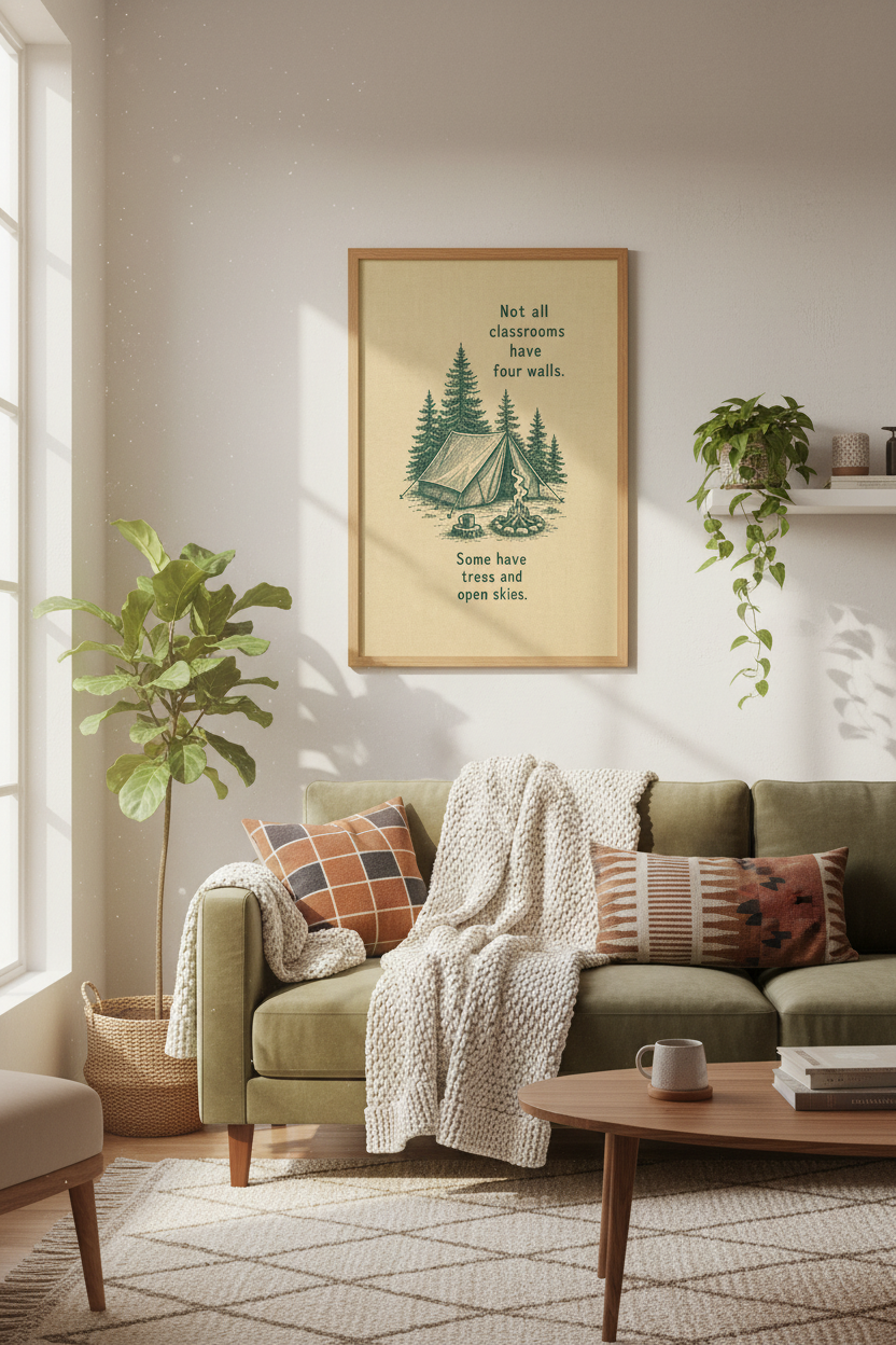 Camping Nature Quote Wall Art Print | Cabin Decor | Rustic Forest Poster
