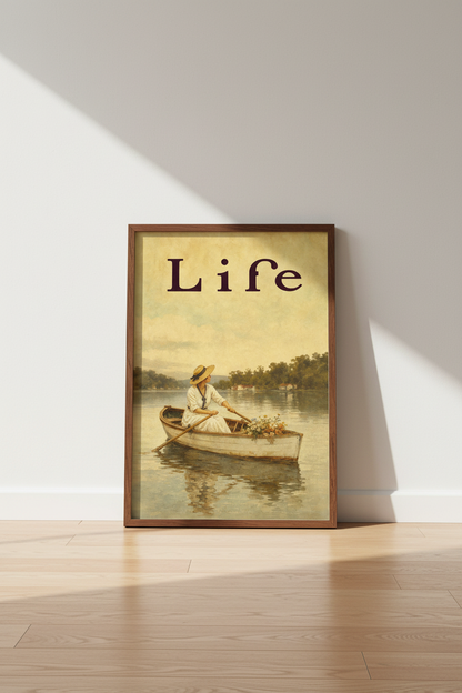 Vintage Boat Painting Wall Art | Life Magazine Aesthetic, Coastal Living Room Poster