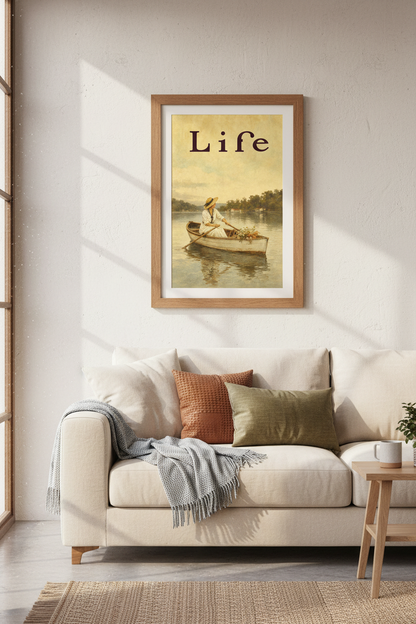 Vintage Boat Painting Wall Art | Life Magazine Aesthetic, Coastal Living Room Poster