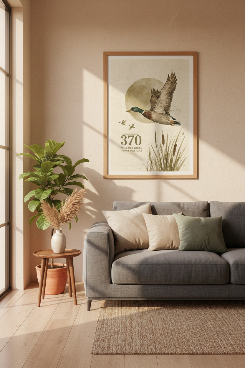 Mallard Duck Wildlife Wall Art | Rustic Vintage Poster | Lodge &amp; Nursery Decor
