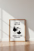 Fishing Life Quote Art | Minimalist Cabin Decor, Mountain Lake Poster