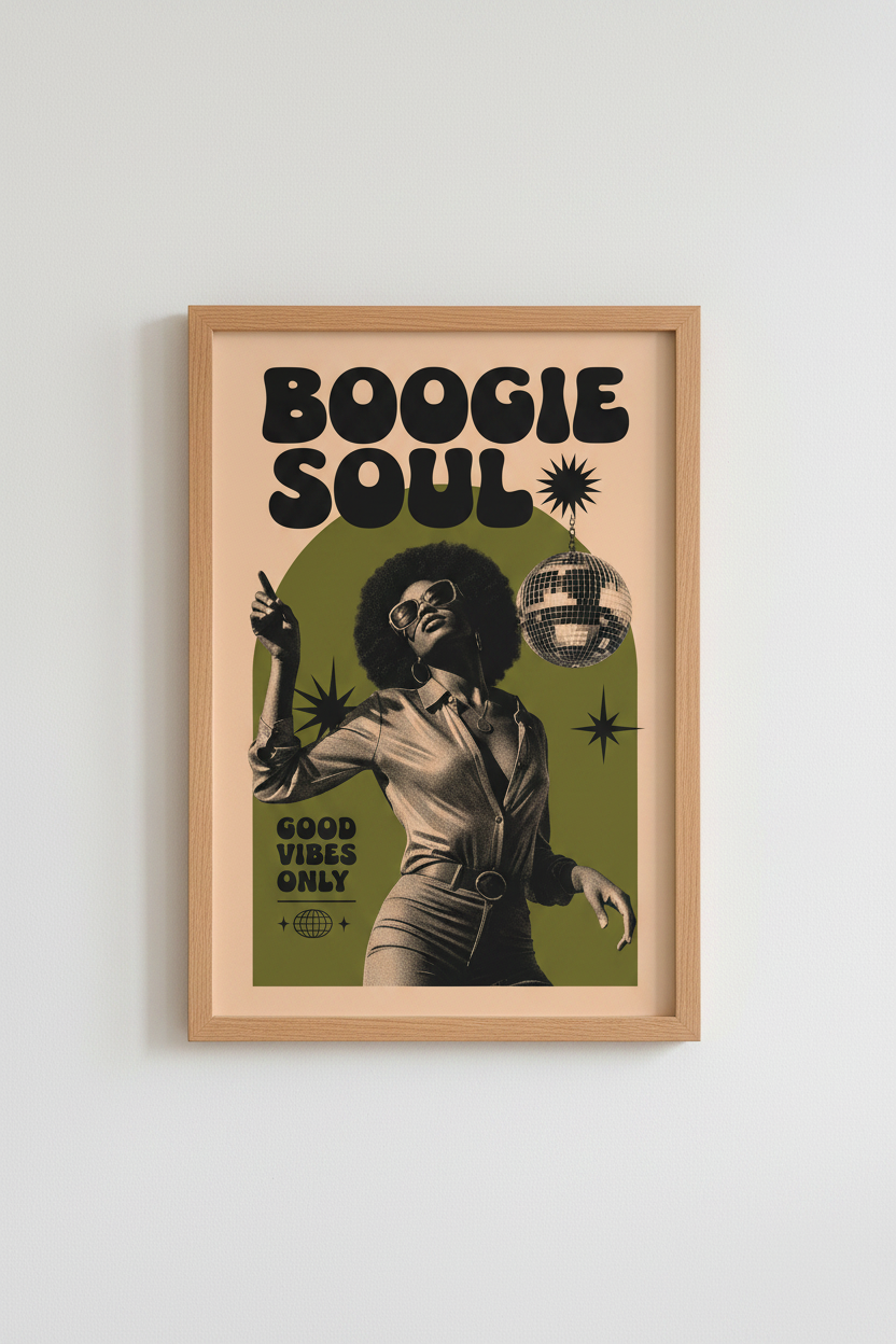 Boogie Soul Retro Disco Wall Art | 70s Soul Print | Groovy Vintage Aesthetic Poster