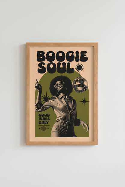 Boogie Soul Retro Disco Wall Art | 70s Soul Print | Groovy Vintage Aesthetic Poster