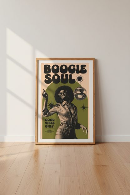 Boogie Soul Retro Disco Wall Art | 70s Soul Print | Groovy Vintage Aesthetic Poster