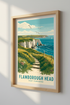 Flamborough Head Travel Poster | Coastal Yorkshire Wall Art, Vintage Seaside Print