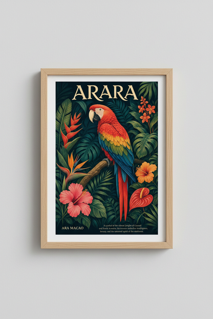 Macaw wall art | Tropical palette, living room decor