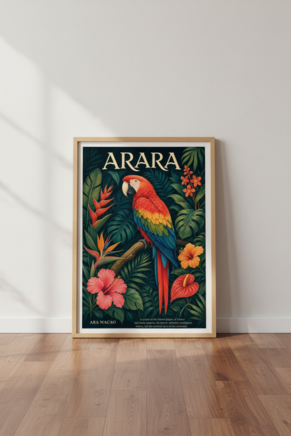 Macaw wall art | Tropical palette, living room decor