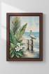 Tropical Pelican Beach Wall Art Print | Living Room Decor | Coastal Poster