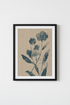 Indigo Floral Botanical Wall Art | Navy Blue Linen Poster, Modern Farmhouse Decor