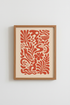 boho wall art print | warm coral tones, living room decor | modern poster