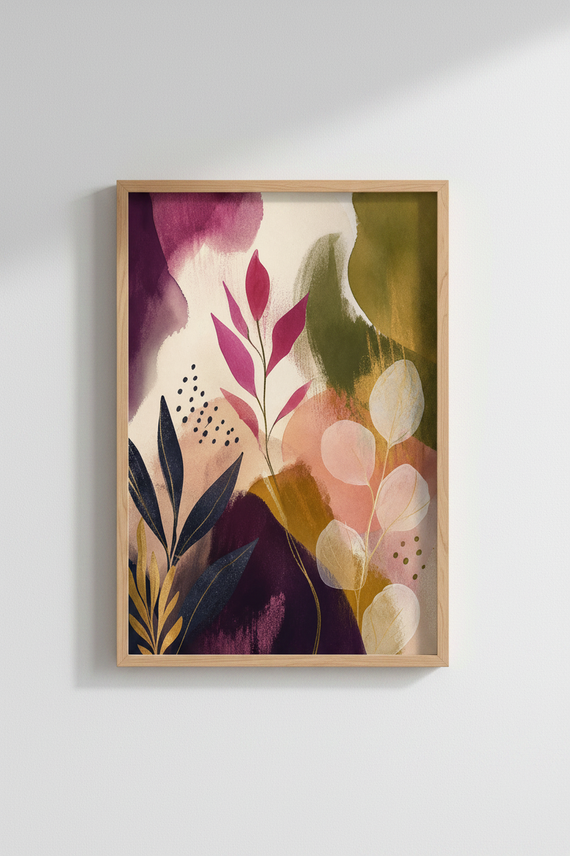 botanical wall art | Abstract florals, Living Room Decor