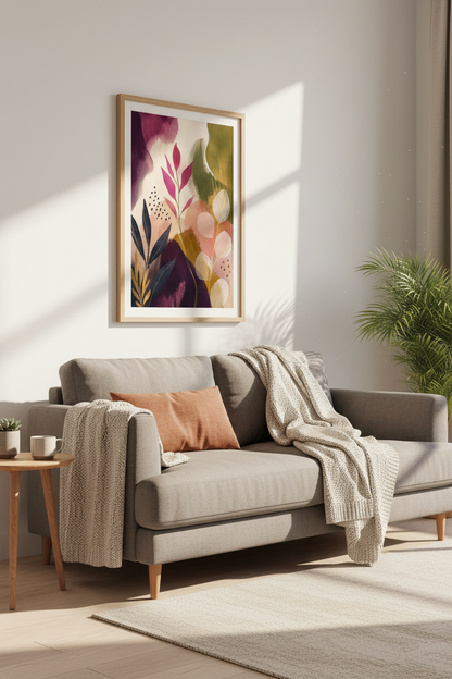 botanical wall art | Abstract florals, Living Room Decor