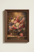 Floral wall art | Classic amber bouquet on dark background | Living room decor
