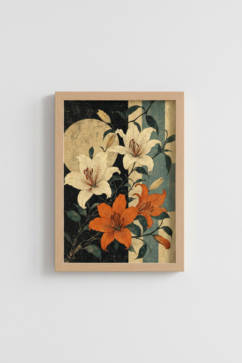 Vintage Floral Wall Art Print | Living Room Decor | Elegant Poster