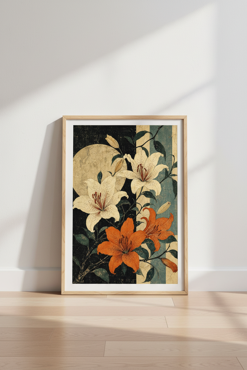 Vintage Floral Wall Art Print | Living Room Decor | Elegant Poster