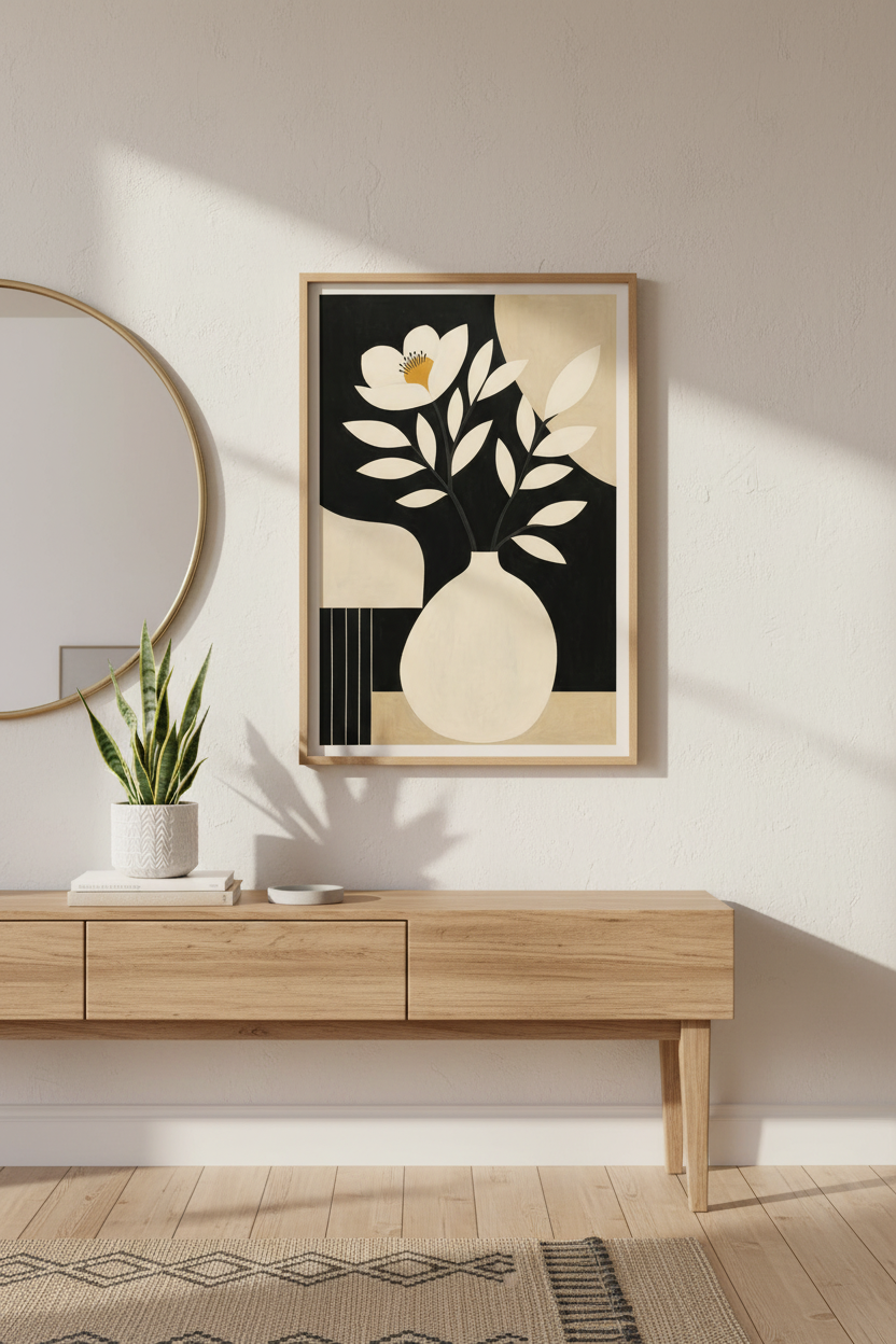 Floral Print | Minimalist Vase Decor | Modern Neutral Poster