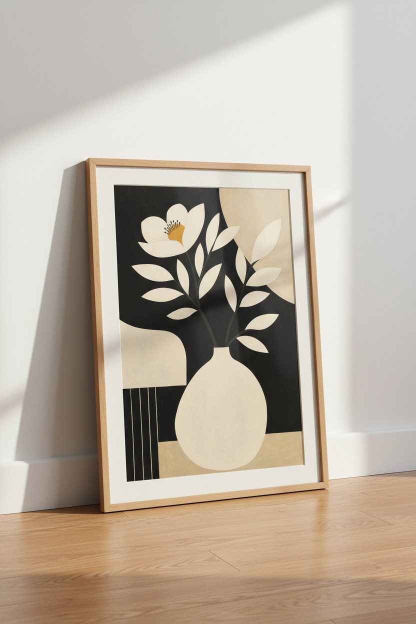 Floral Print | Minimalist Vase Decor | Modern Neutral Poster