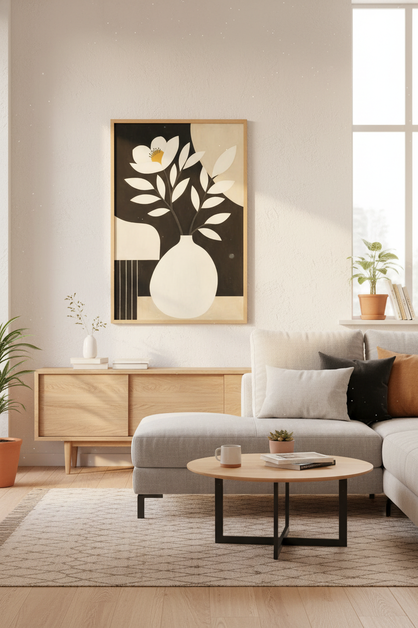 Floral Print | Minimalist Vase Decor | Modern Neutral Poster