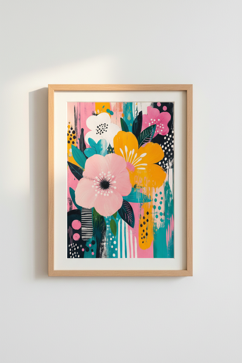 Abstract Floral Art Print | Colorful Modern Botanical Decor | Vibrant Gift Poster