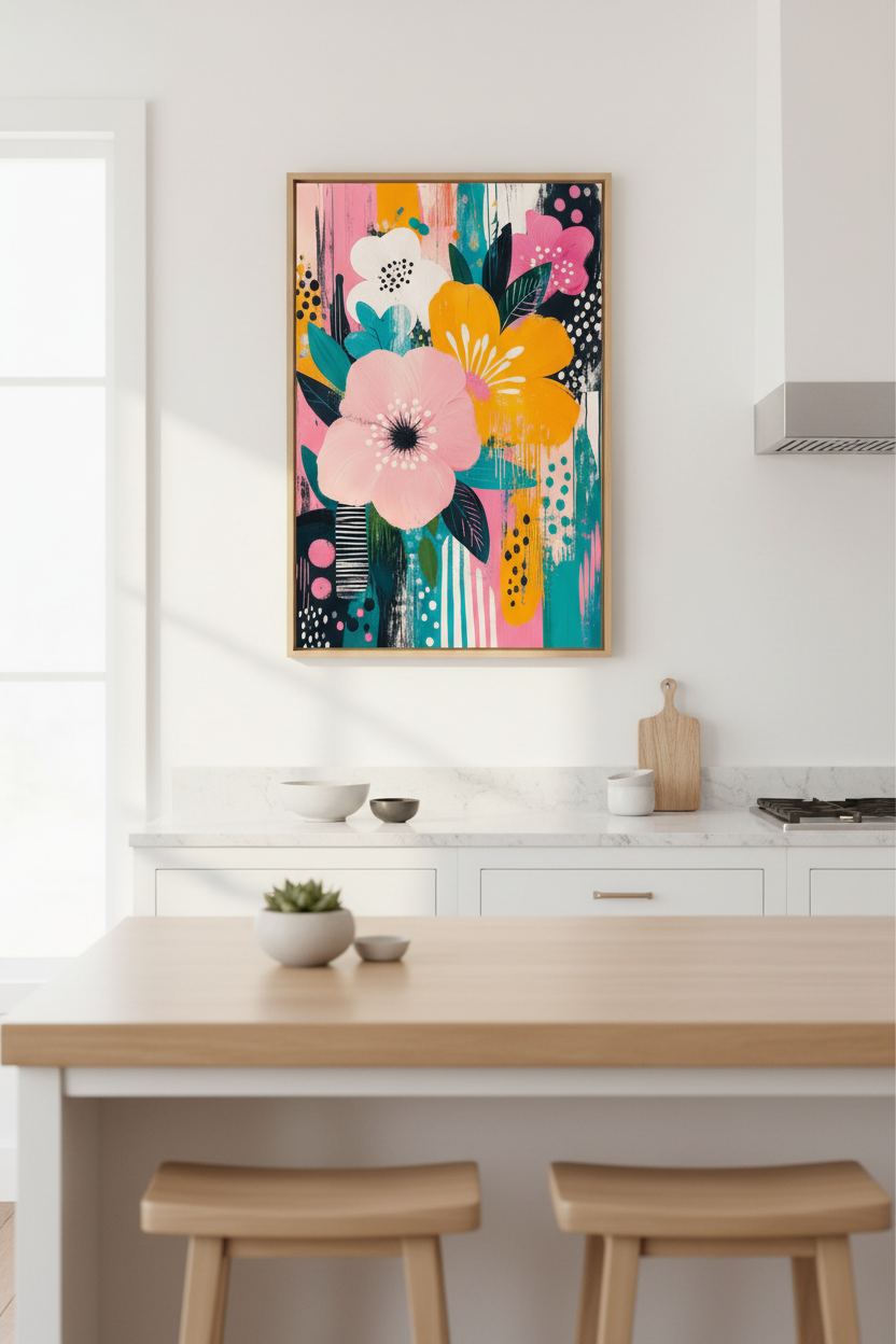 Abstract Floral Art Print | Colorful Modern Botanical Decor | Vibrant Gift Poster
