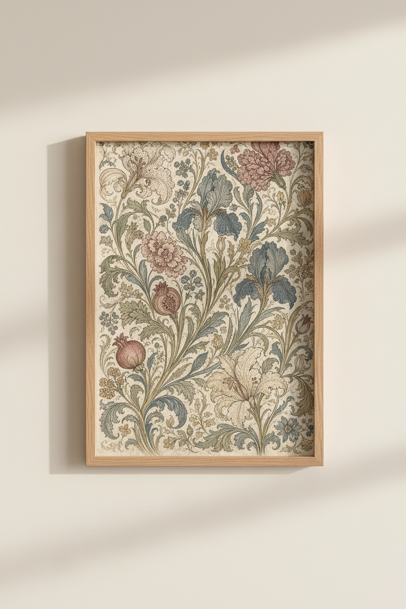 Botanical Wall Art | Vintage Floral, Morris-inspired Living Room Decor