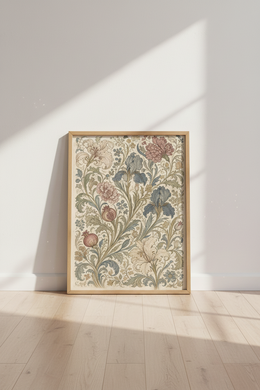 Botanical Wall Art | Vintage Floral, Morris-inspired Living Room Decor