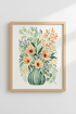 boho wall art print | watercolor bouquet vase decor