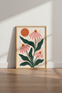 Mid Century Floral Wall Art Print | Terracotta Boho Botanical, Living Room Decor
