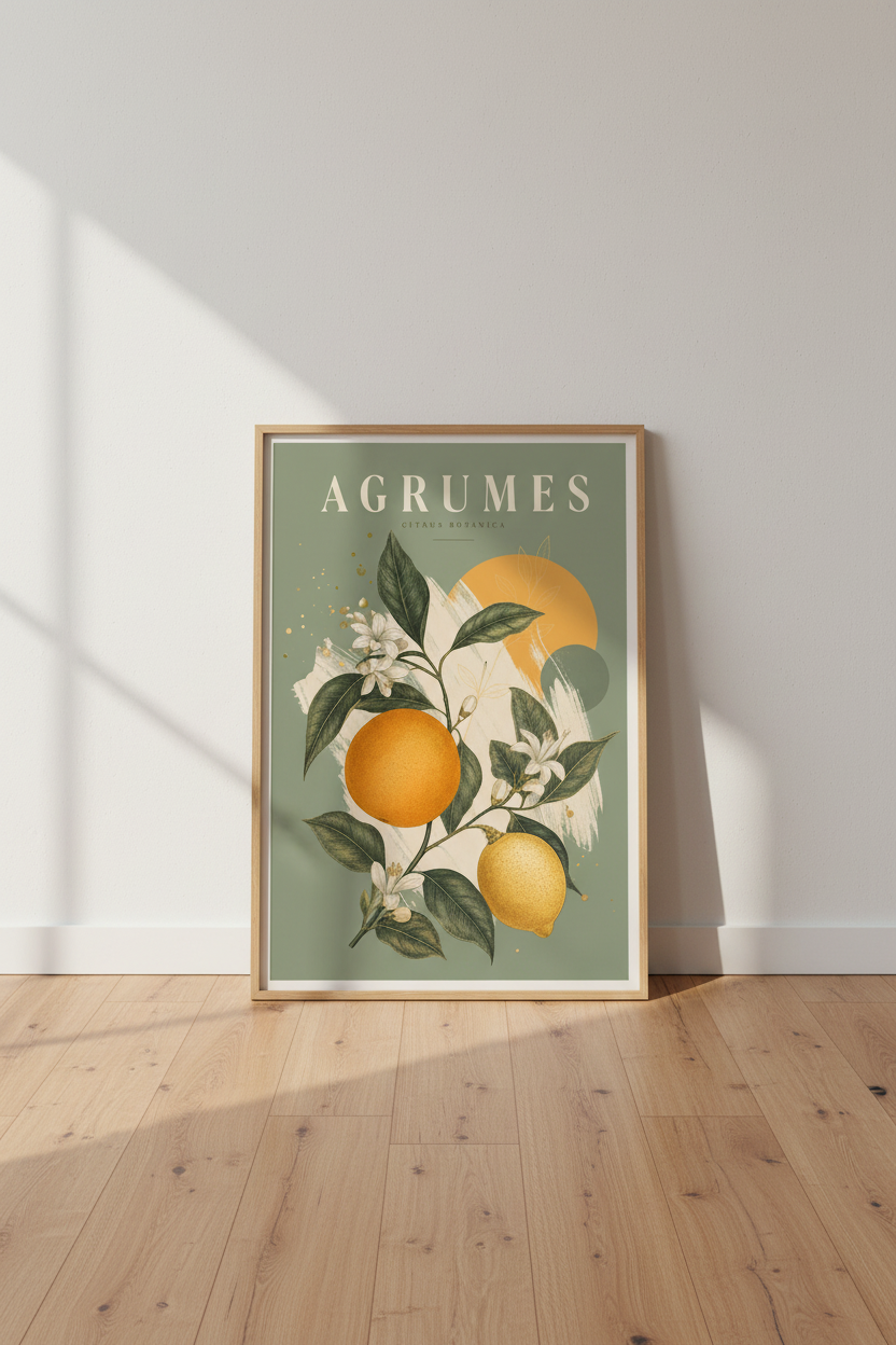 Citrus Botanica Wall Art | Vintage French Fruit Poster, Kitchen Decor Print