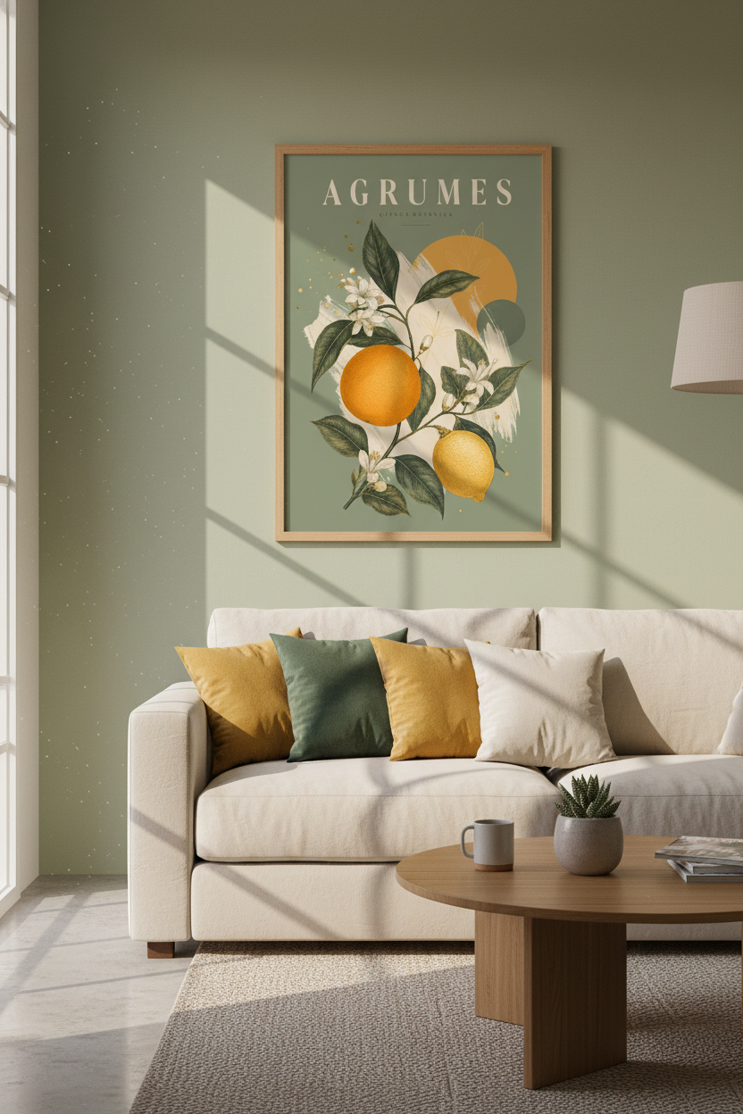 Citrus Botanica Wall Art | Vintage French Fruit Poster, Kitchen Decor Print