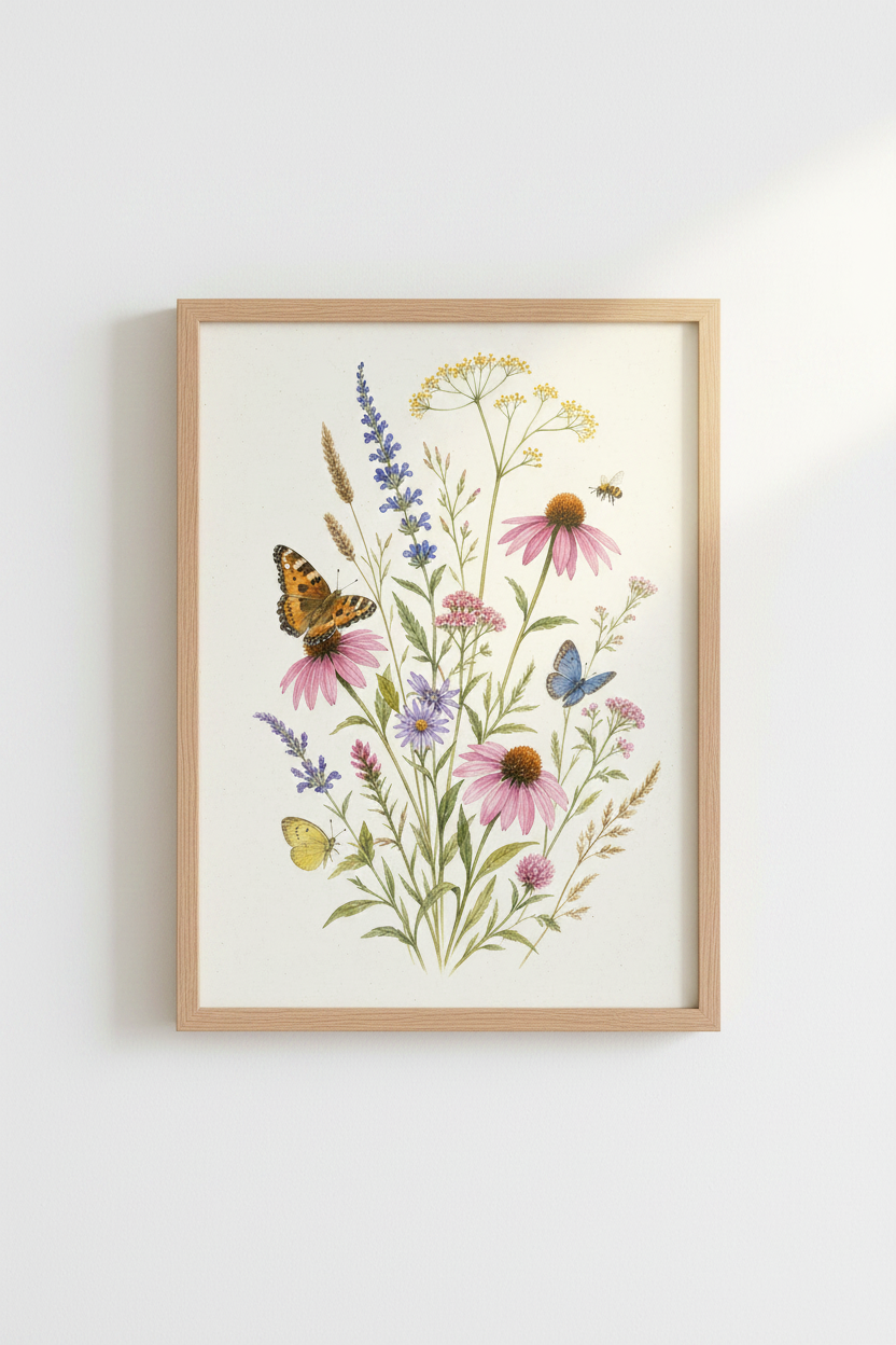 Botanical Wall Art Print | Watercolor Florals, Living Room Decor