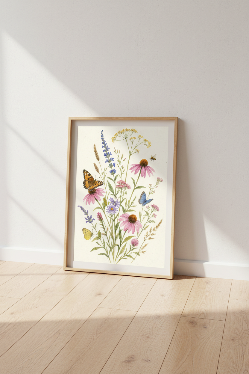 Botanical Wall Art Print | Watercolor Florals, Living Room Decor