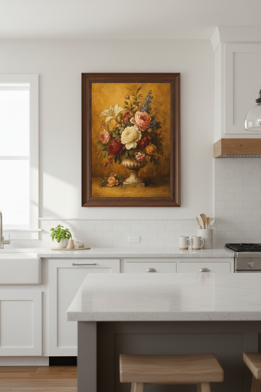 Vintage floral poster | Romantic bouquet wall art print | Warm aesthetic