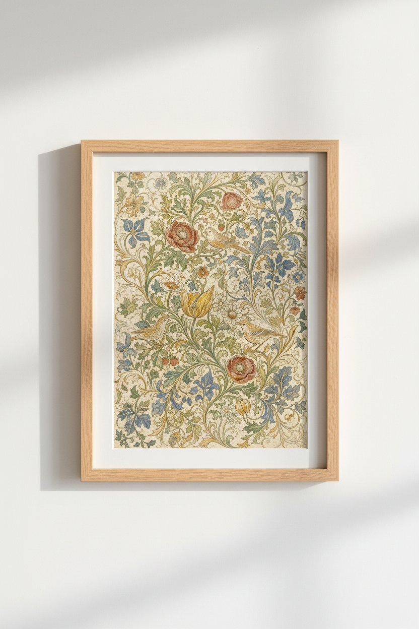 Vintage Floral Art | Morris-inspired palette, living room decor