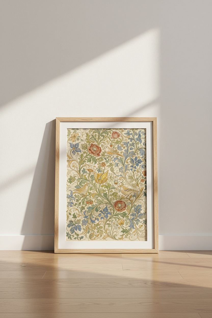 Vintage Floral Art | Morris-inspired palette, living room decor