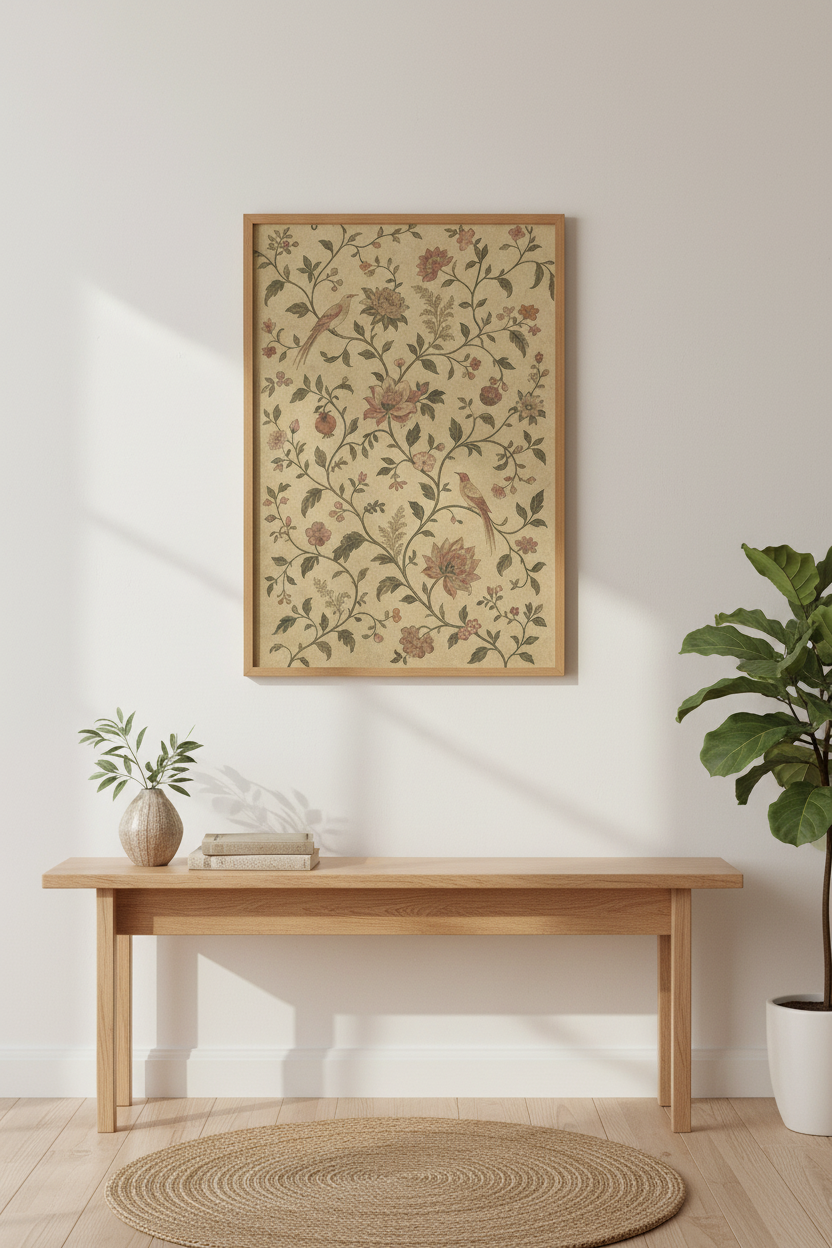 Botanical wall art | Vintage floral decor, living room | Chinoiserie poster