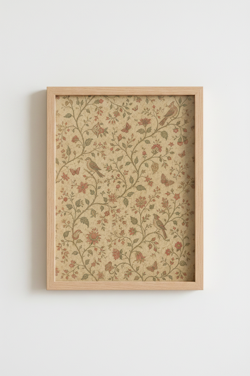 Botanical Poster | Vintage Floral Beige, Living Room Decor