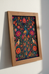 Folk Art Peacock Wall Art | Vibrant Botanical Floral Print, Maximalist Decor