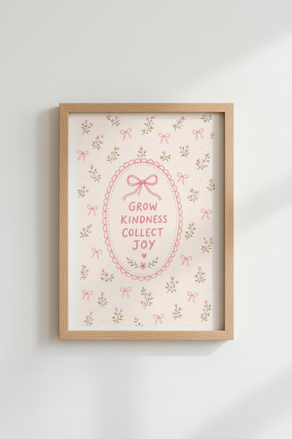 Pink floral wall art print | Cozy living room decor | Pastel aesthetic poster