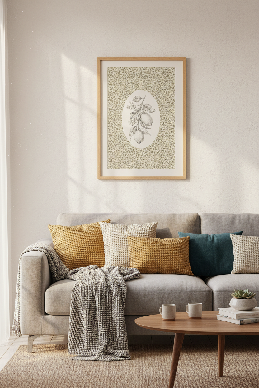 Vintage Lemon Botanical Wall Art | Kitchen Decor | French Country Poster