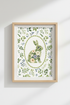 Bunny Rabbit Wall Art Print | Woodland Nursery Decor | Floral Botanical Poster