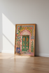 Indian Palace Door Wall Art | Pink Jaipur Floral Decor | Boho Ethnic Poster