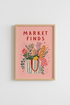 French Kitchen Art Print | Pink Market Finds Poster, Cute Foodie Room Decor