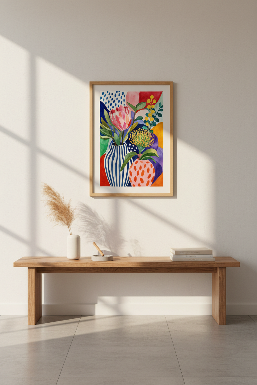 Colorful Floral Wall Art Print | Living Room Decor | Abstract Poster