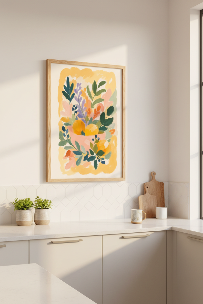 Citrus Fruit Art Print | Modern Lemon Botanical, Kitchen &amp; Dining Room Decor Poster