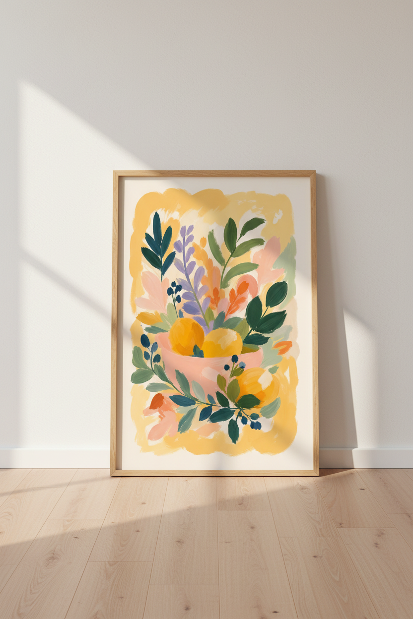 Citrus Fruit Art Print | Modern Lemon Botanical, Kitchen &amp; Dining Room Decor Poster